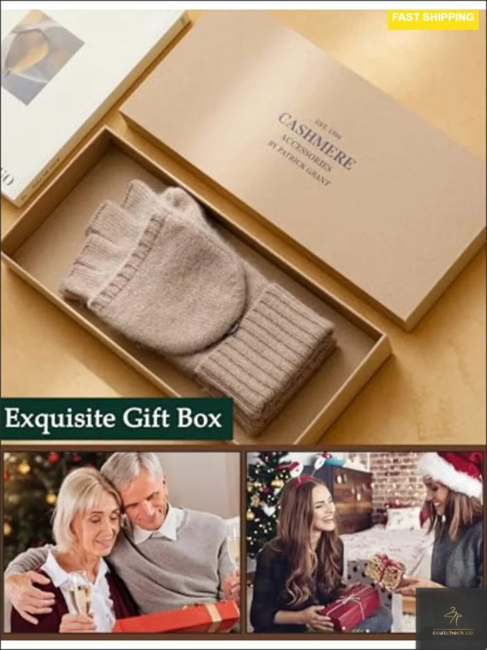 100% Cashmere Fingerless Gloves Convertible Mittens Women
